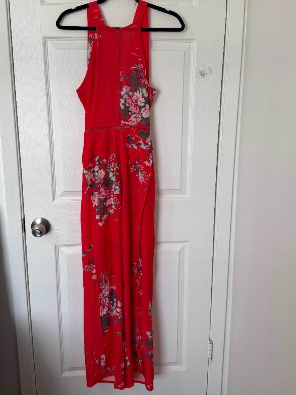 Eilly Bazar Floral Tie-Back Wide Leg High Slit Jumpsuit Size Small